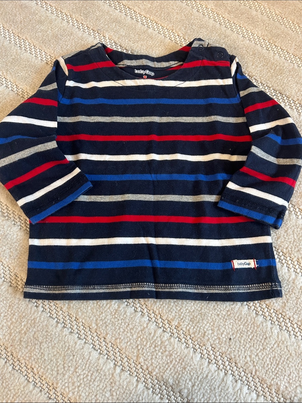 GAP Navy Striped Long-Sleeve Tee with Red, Blue & White Stripes